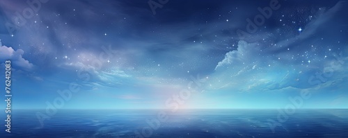 A black sky indigo background light water and stars
