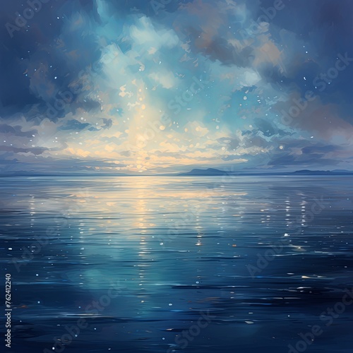 A black sky ivory background light water and stars © Zickert