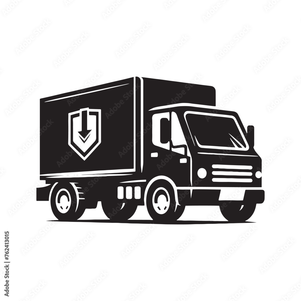 Captivating Delivery Truck Silhouette Compilation - Sculpting Shadows of Efficient Deliveries with Courier Truck Illustration - Minimallest Delivery Truck Vector