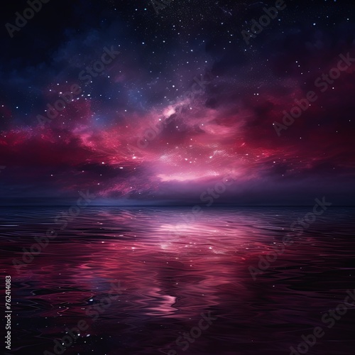 A black sky maroon background light water and stars © Zickert