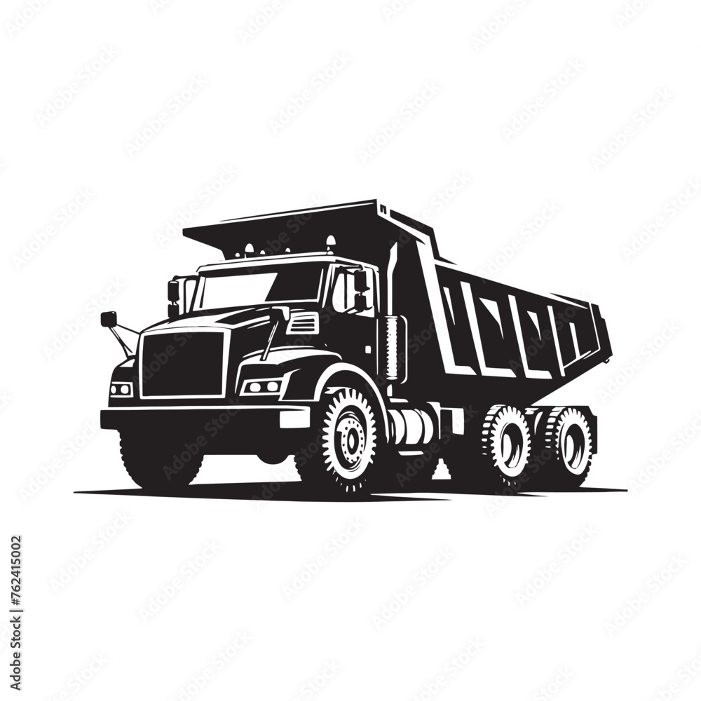 Resilient Dump Truck Set of Silhouette - Portraying the Strength and Stamina of Industrial Machinery with Dump Truck Illustration - Minimalist Dump Truck Vector
