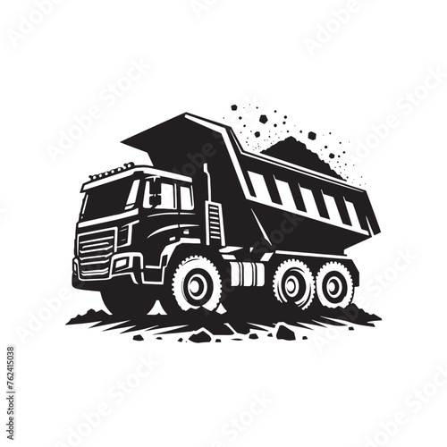 Dynamic Dump Truck Silhouette Compilation - Redefining the Landscape of Construction with Dump Truck Vector - Dump Truck Illustration
