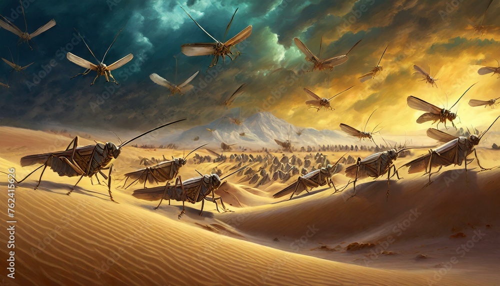 Obraz premium Titel: Exodus: The Plague of Locusts - God's Eighth Plague on Egypt. Bible.