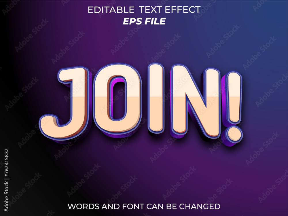 join text effect, font editable, typography, 3d text. vector template join text effect, font editable, typography, 3d text. vector template