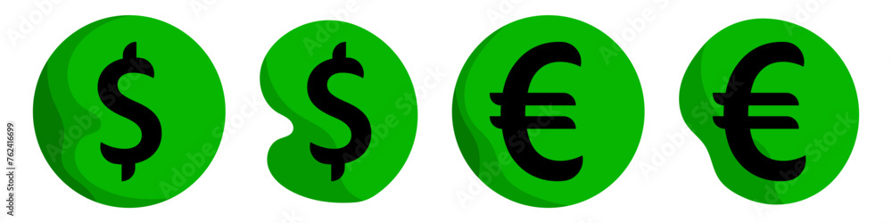 Money icon set. Dollar and Euro sign. Vector illustration Money icon set. Dollar and Euro sign. Vector illustration