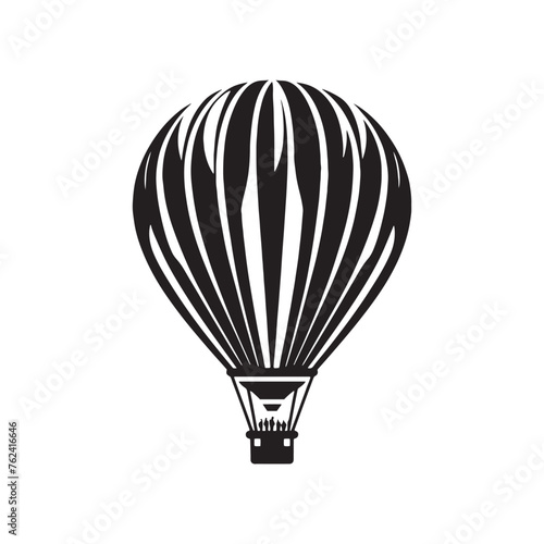 Ethereal Hot Air Balloon Silhouette Showcase - Soaring Above Clouds of Fantasy with Hot Air Balloon Illustration - Minimallest Air Balloon Vector
