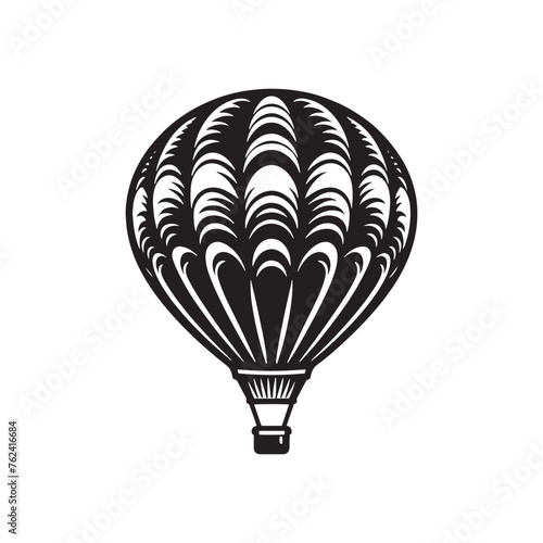 Dynamic Hot Air Balloon Set of Silhouette - Drifting Through Ethereal Realms of Adventure with Hot Air Balloon Illustration - Minimallest Air Balloon Vector
