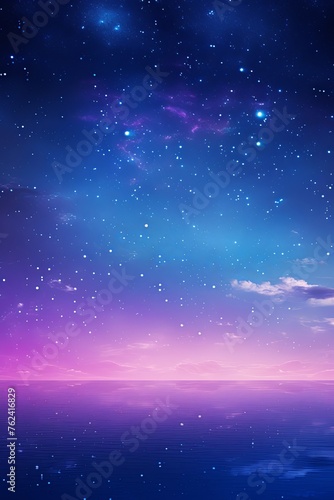 A black sky purple background light water and stars