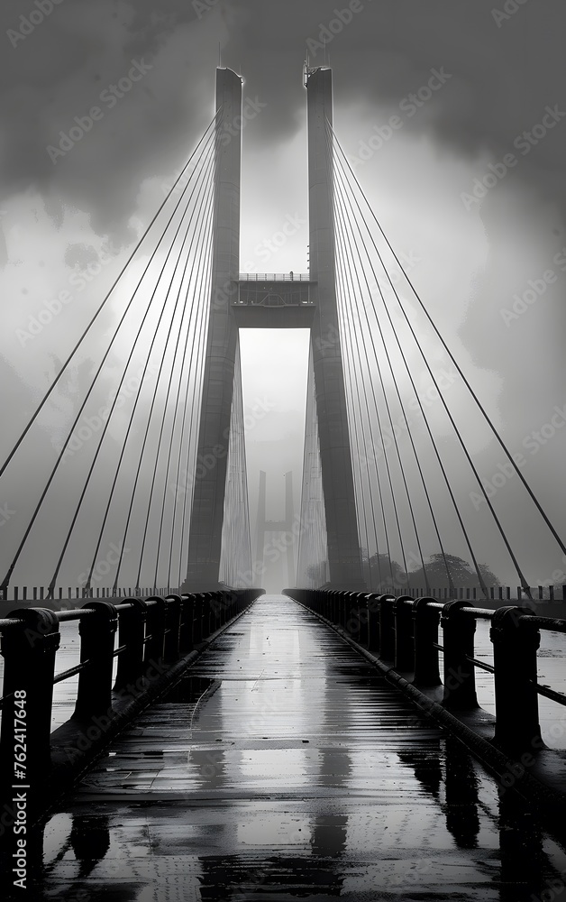 Obraz premium suspension bridge at dusk