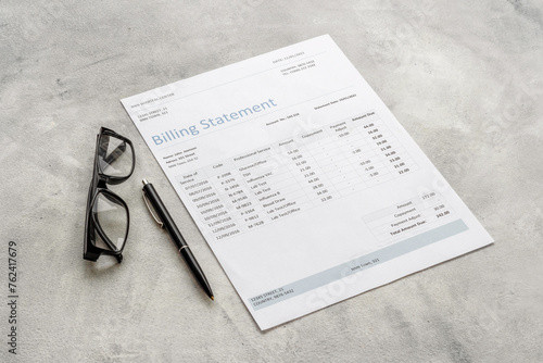 Tableau sur toile Medical health care billing statement in hospital, top view