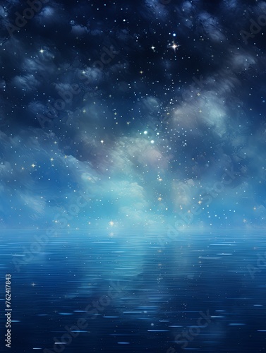 A black sky silver background light water and stars