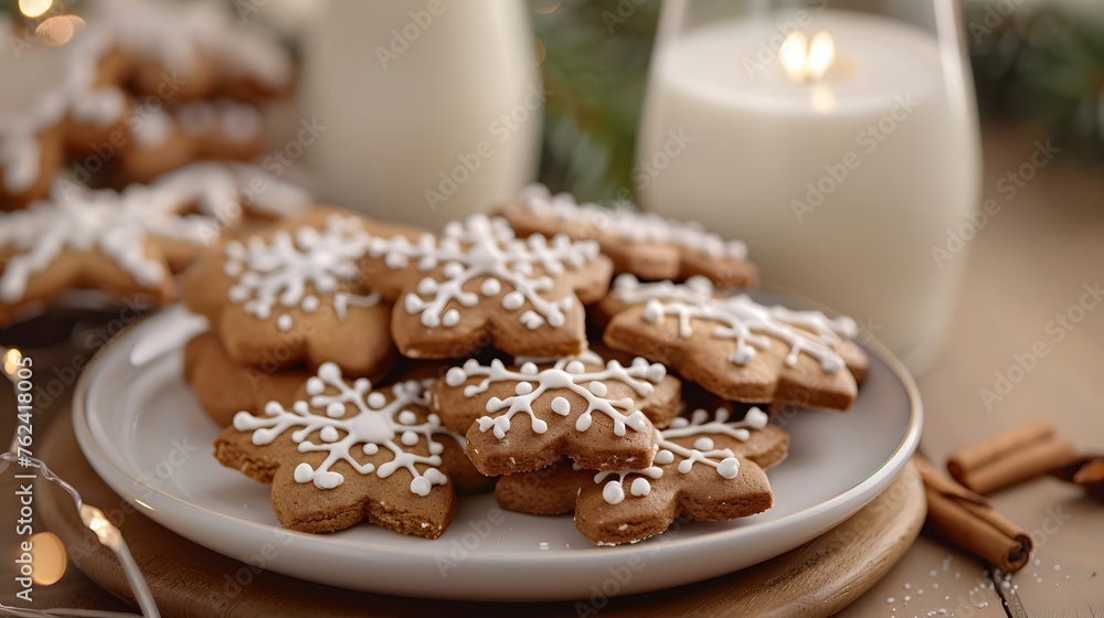 sugar cookies on a plate with a glass of milk sugar cookies on a plate with a glass of milk