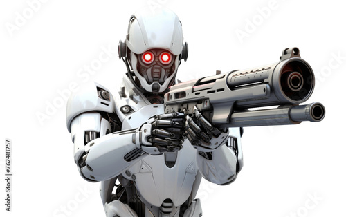 Robots With Guns, Robot with Weapon Isolated on Transparent background.