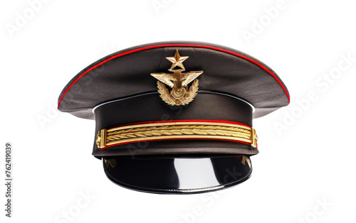 Military cap, Police cap, Russian Cop Hat Isolated on Transparent background.