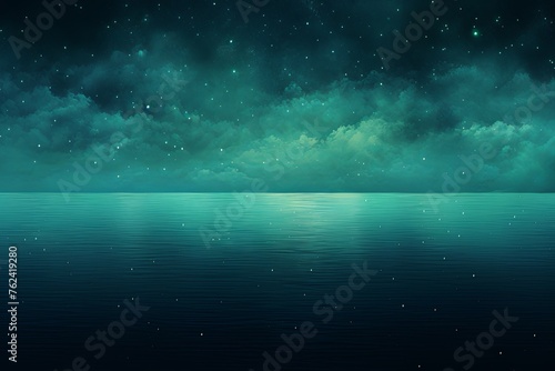 A black sky turquoise background light water and stars