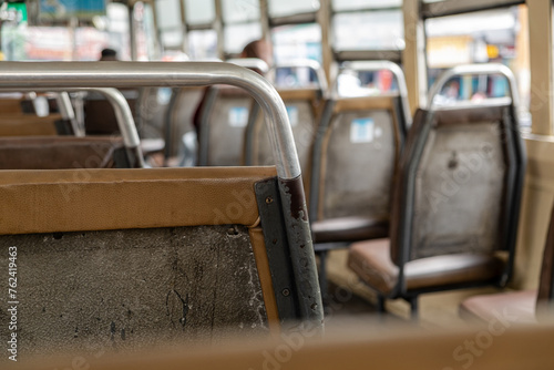 Old Seats on the Public Bus in the Capital City.