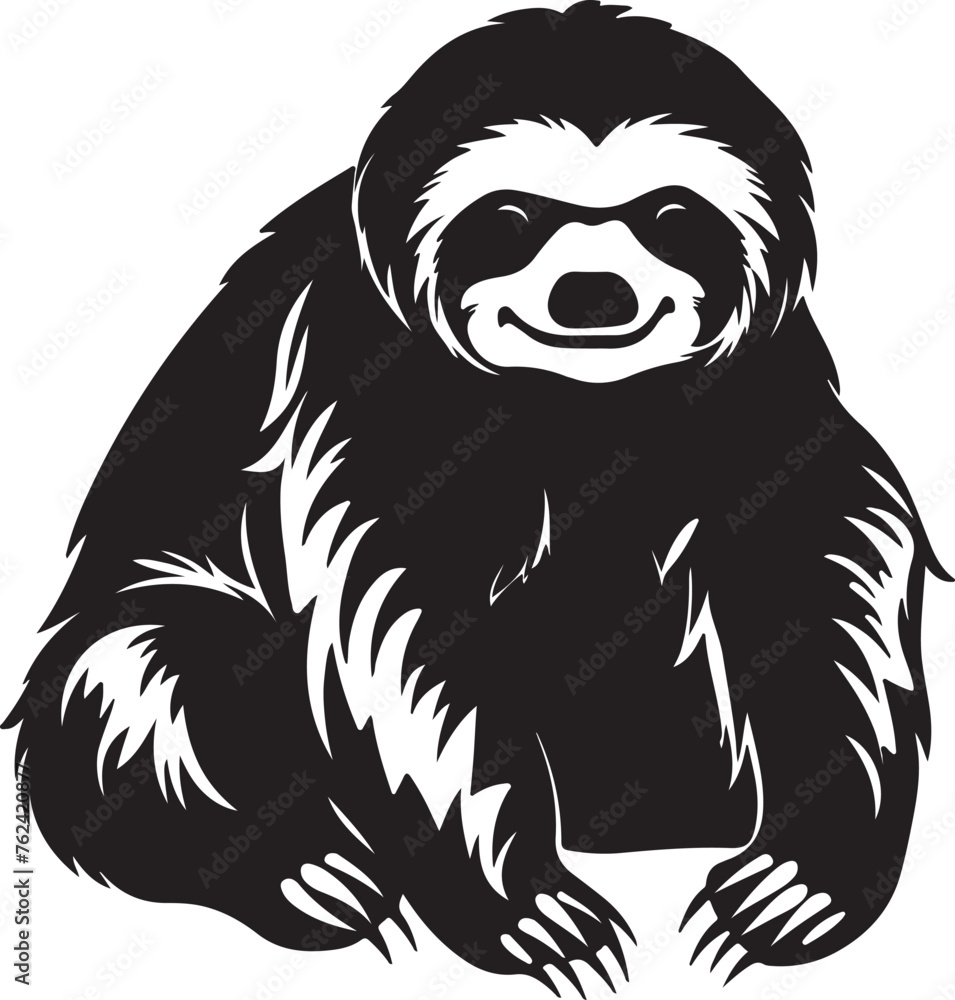 Sloth Silhouette Vector Illustration White Background