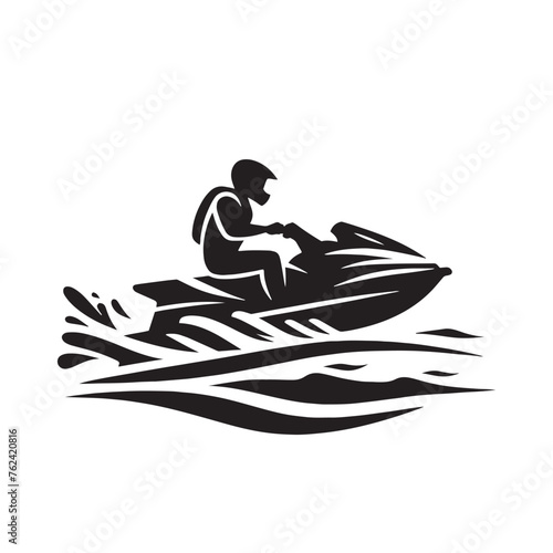 Dynamic Jet Ski Set of Silhouette - Exploring the Open Waters of Adventure with Jet Ski Illustration - Modern Jet Ski Vector Design
