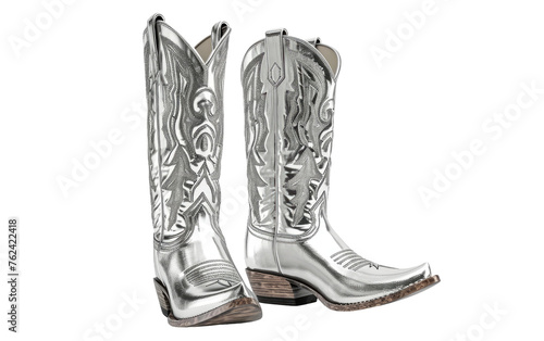 Silver Long Boots Isolated on Transparent background.