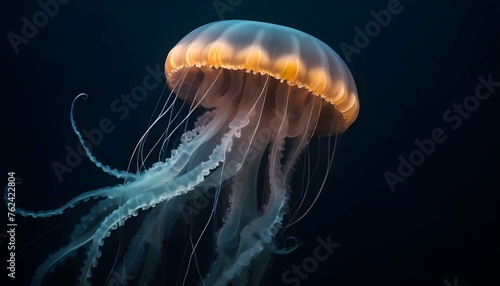A Jellyfish With Tentacles That Shimmer In The Dar Upscaled 2 © Nimaat