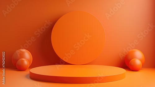 Orange podium and minimal abstract background, 3d rendering geometric shape © Mazel Studio