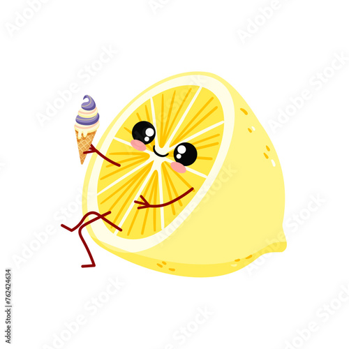 Lemon Cute Sticker Vector Illustration