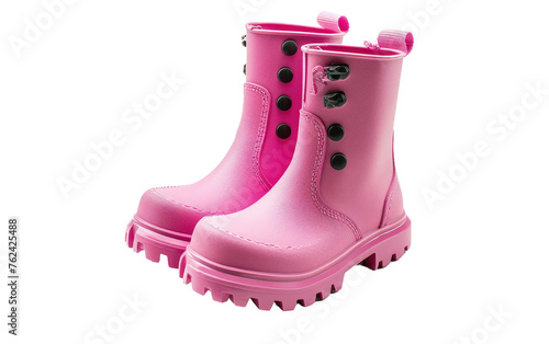 Pink Rubber Boots Isolated on Transparent background.