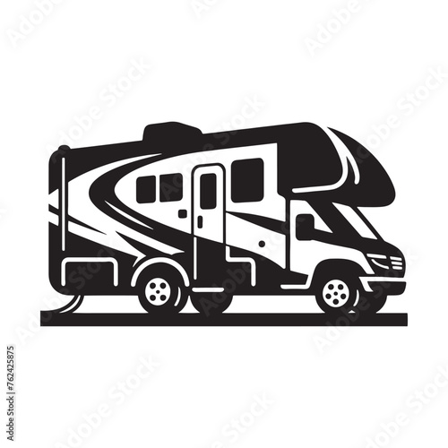 Dynamic Recreational Vehicle Set of Silhouette - Exploring the Boundless Horizons of Travel and Exploration with Recreational Vehicle Illustration - Minimallest RV Vector  © Vista