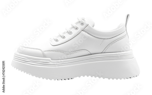 White sneakers, Platform kicks-white Isolated on Transparent background.