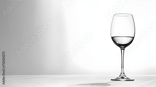 Elegant Wine Glass with Water on a White Background