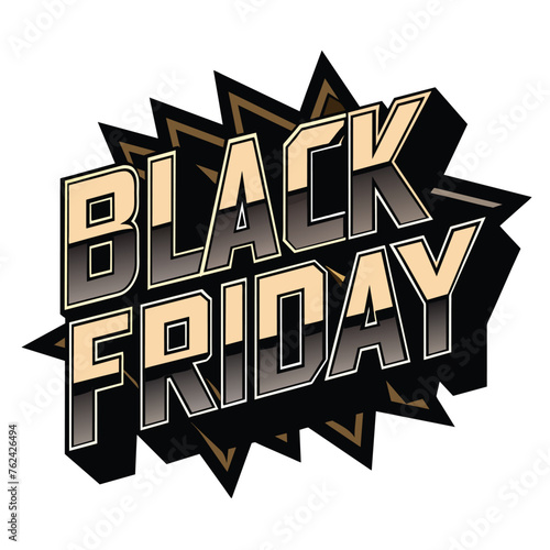 Black Friday label on white background, vector illustratio