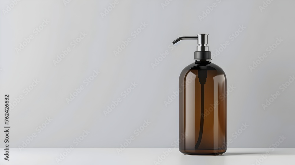 Amber Glass Dispenser Bottle on White Surface Amber Glass Dispenser Bottle on White Surface