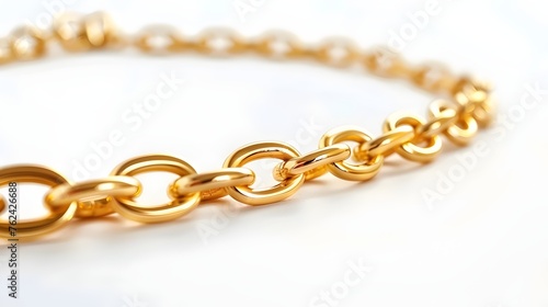 Close-up of a Golden Chain on a White Background