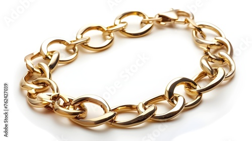Elegant Gold Chain Bracelet on White Background
