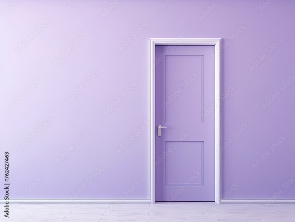 A white door next to a light mauve wall - obrazy, fototapety, plakaty 