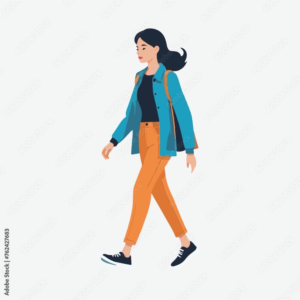 illustrate walking woman vector isolated