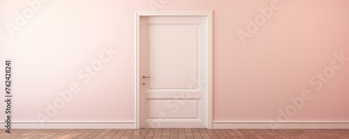 A white door next to a light pink wall