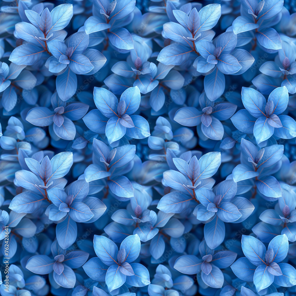 Seamless pattern of blue leaves on a dark background, suitable for fabric or wallpaper design. Seamless pattern of blue leaves on a dark background, suitable for fabric or wallpaper design.
