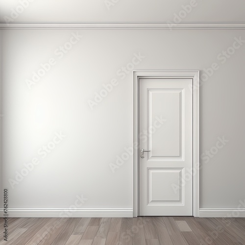 A white door next to a light silver wall