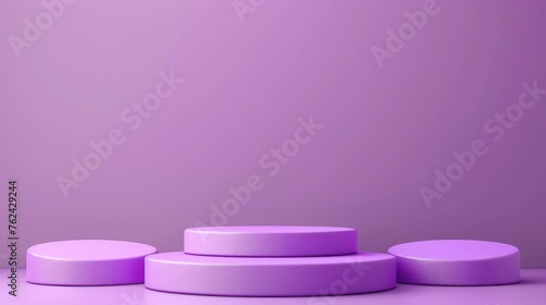 Cylinder podium on purple background. Abstract pedestal scene with geometrical. Scene to show cosmetic products presentation