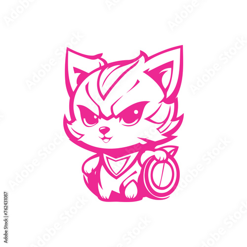 Pink and White Animal Athletic Mascot Illustration