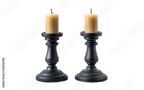 Dual Candlestick Rack Ebony Candleholder Stand Isolated on Transparent background.