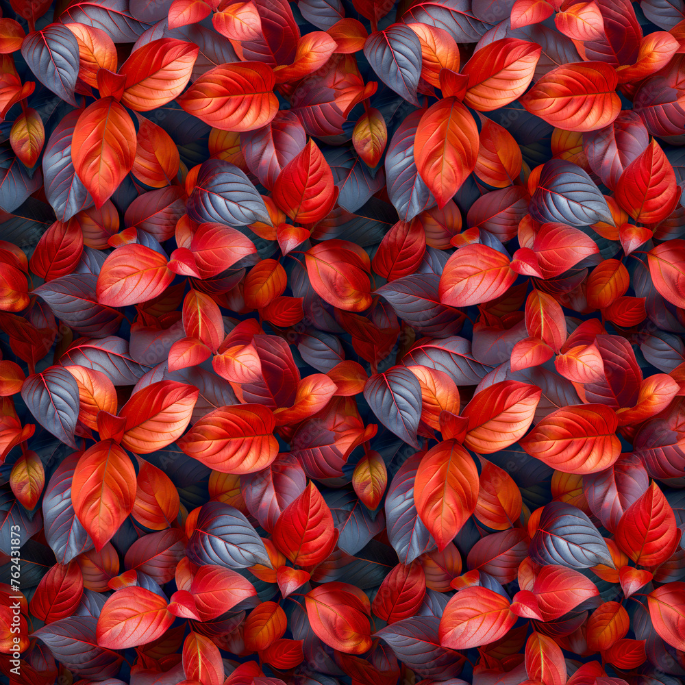 Seamless pattern of leaves and flowers on a dark background, suitable for fabric or wallpaper design. Seamless pattern of leaves and flowers on a dark background, suitable for fabric or wallpaper design.