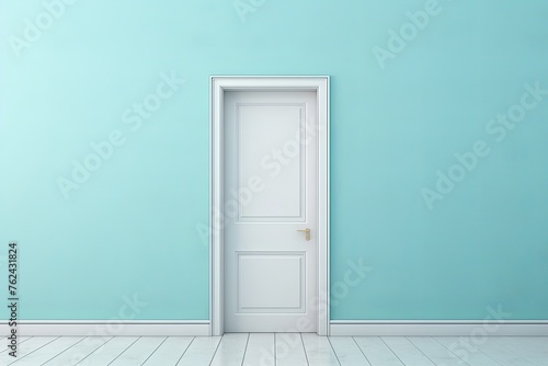 A white door next to a light turquoise wall © Zickert