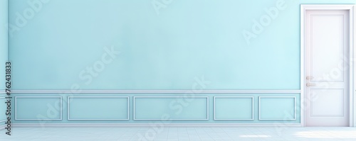 A white door next to a light turquoise wall