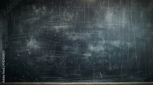 A close-up of an empty blackboard, the traces of yesterday's lessons faintly visible, telling a story of learning and erasure, School photo