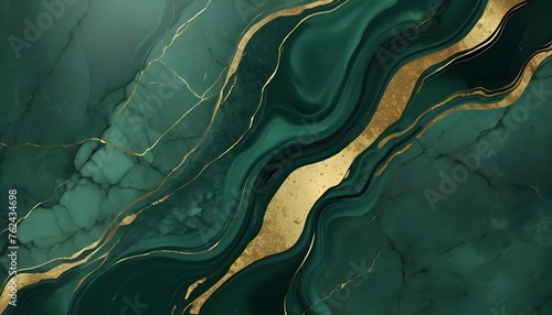 Green Marble with golden texture background