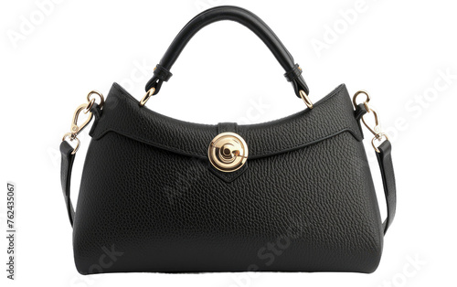 Black Lise Mulberry Street Women's Shoulder Bag Isolated on Transparent background. photo