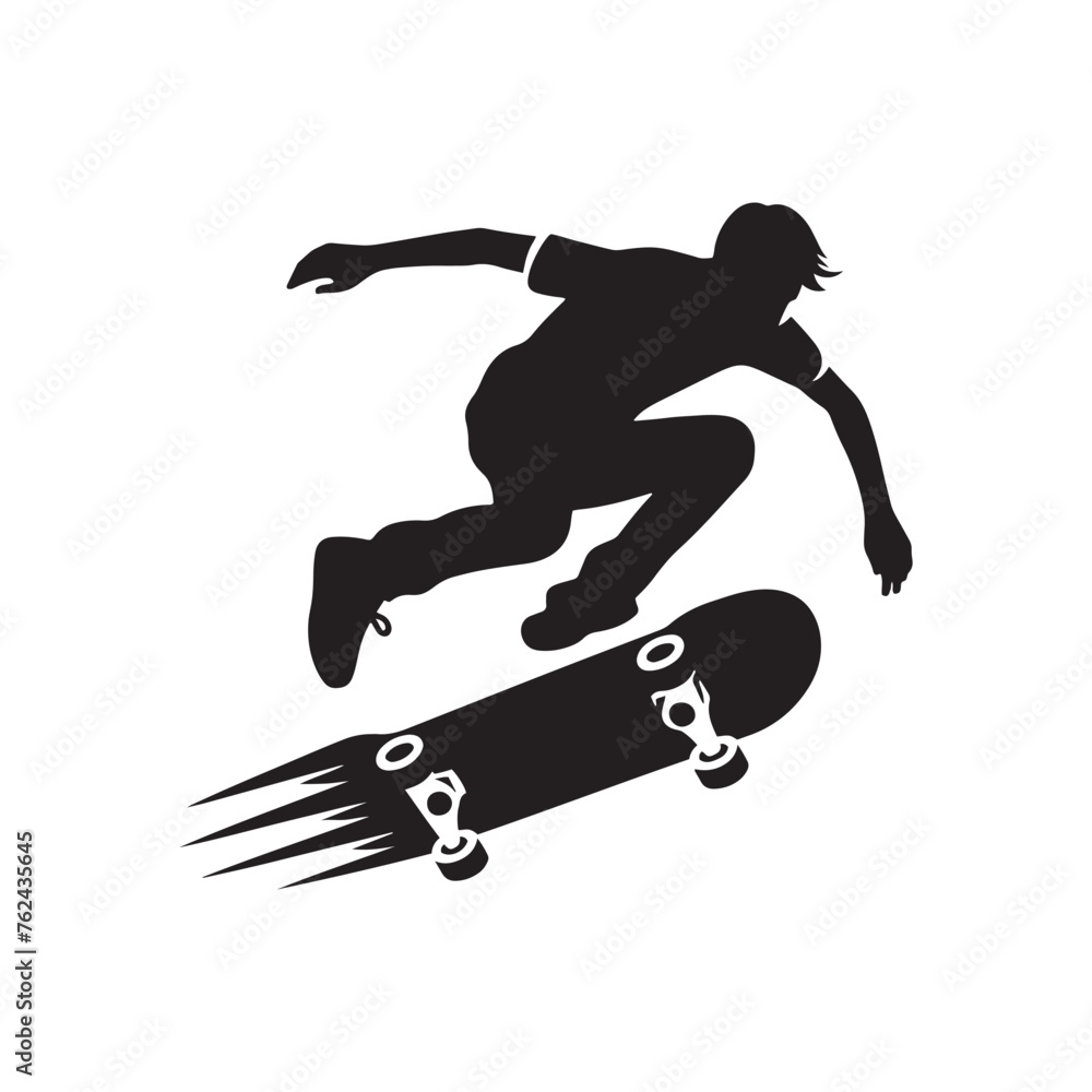 Urban Skateboard Vector Spectacle - Unveiling the Essence of Street Style with Skateboard Illustration - Minimallest Skateboard Vector
