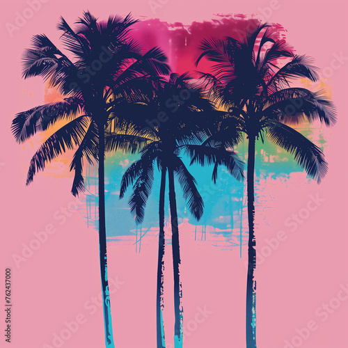 Miami vice colors palm trees